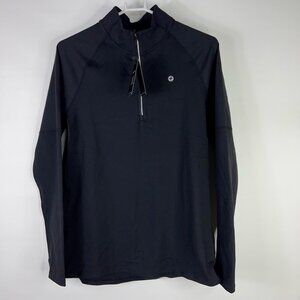 Gym + Coffee Mens Parker Pro 2.0 Long Sleeve Top Shirt Black Stretch Zip M New
